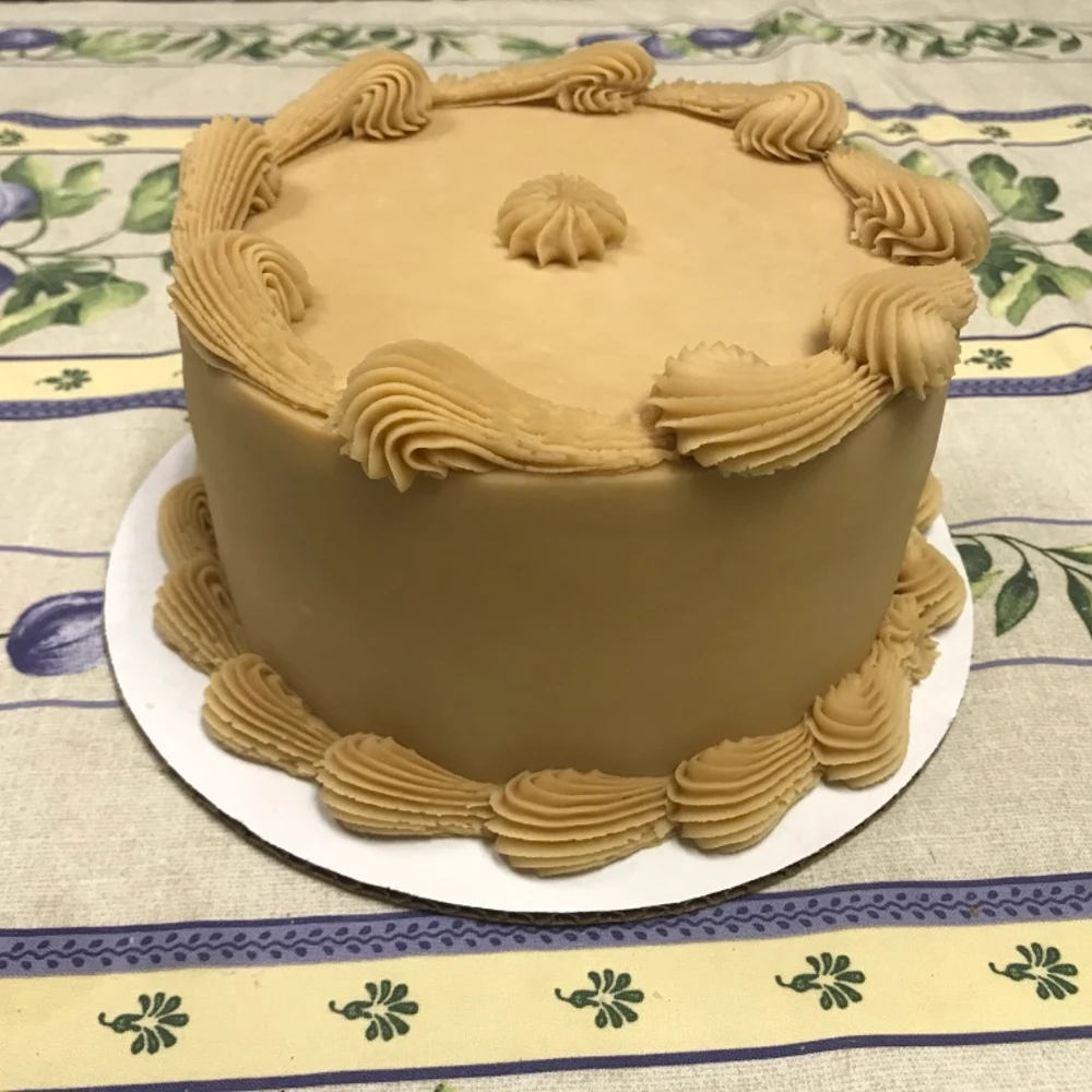 Caramel frosted 6 inch cake