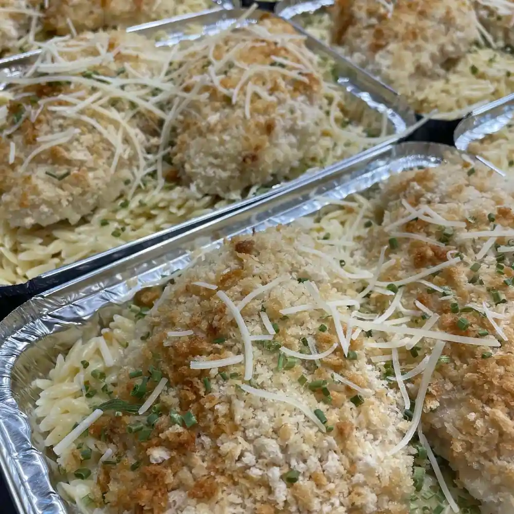 Parmesan Chicken with Orzo